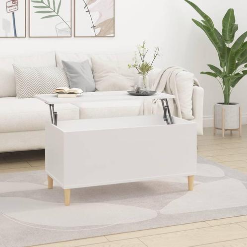 vidaXL Salontafel 90x44,5x45 cm bewerkt hout wit, Huis en Inrichting, Tafels | Salontafels, 50 tot 100 cm, Nieuw, Overige houtsoorten