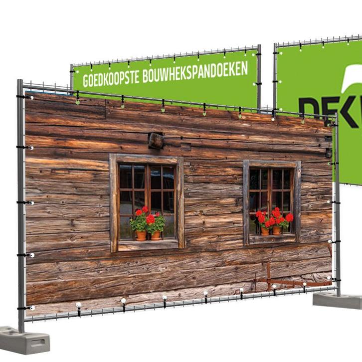 Bouwhekdoeken Blokhut met ramen 335x174 cm, Diversen, Vlaggen en Wimpels, Nieuw