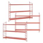 Wandplank Strängnäs set van 3 verstelbaar 50x60x15 cm rood [, Verzenden, Nieuw