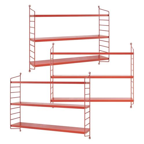 Wandplank Strängnäs set van 3 verstelbaar 50x60x15 cm rood [, Huis en Inrichting, Woonaccessoires | Wandplanken en Boekenplanken