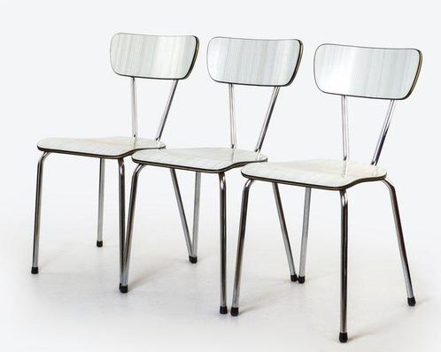 Unic - Stoel - Staal, Formica - Drie stoelen, Antiek en Kunst, Kunst | Designobjecten