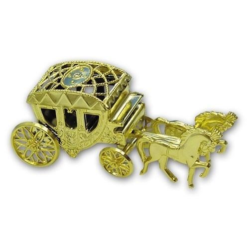 Taartdecoratie Bruidskoets Goud Kunststof 10cm, Hobby en Vrije tijd, Taarten en Cupcakes maken, Nieuw, Verzenden