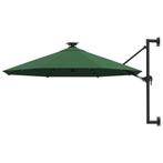 vidaXL Wandparasol met LEDs 300 cm groen, Tuin en Terras, Parasols, Verzenden, Nieuw, 3 tot 4 meter, Muurparasol