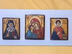 Icoon - Miniatuur Orthodoxe Iconen (3 stuks) - met de hand, Antiek en Kunst, Antiek | Boeken en Bijbels