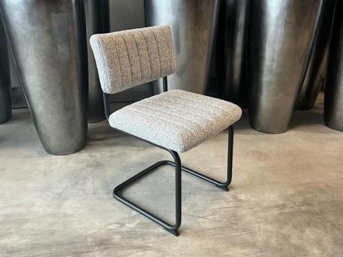 Veiling - Eetkamerstoel Wicky (set van 4) Linnenstof - Grijs, Huis en Inrichting, Stoelen, Nieuw