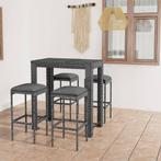 vidaXL 5-delige Tuinbarset met kussens poly rattan grijs, Tuin en Terras, Tuinsets en Loungesets, Verzenden, Nieuw, Rotan, 4 zitplaatsen
