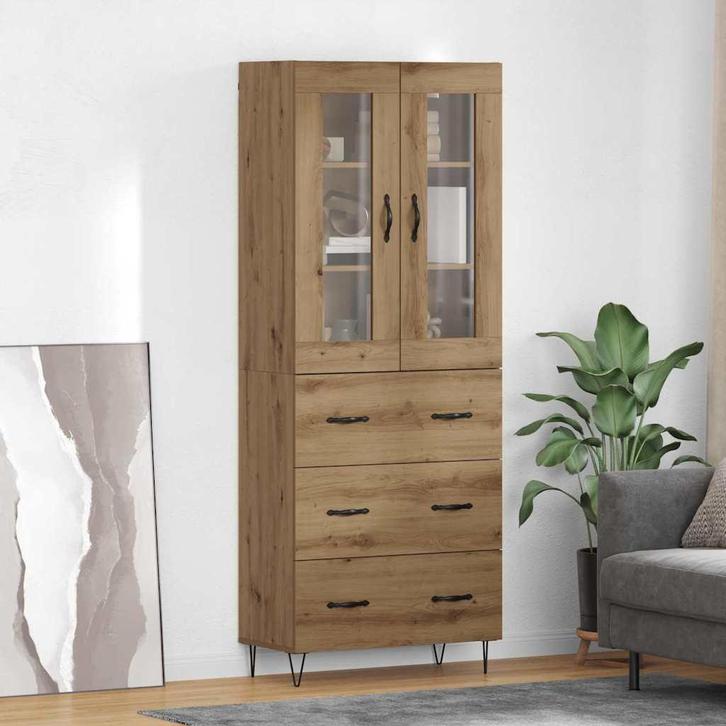 vidaXL Highboard Artisan Eiken 69,5 x 34 x 180 cm Bewerkt, Huis en Inrichting, Kasten | Buffetkasten, Nieuw, Minder dan 50 cm