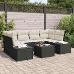 vidaXL Tuin Sofa Set 7 pcs Zwart Poly riet, Verzenden, Nieuw, Rotan