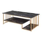 Salontafel Klibro marmerlook zwart en goudkleurig 120x60x42, Verzenden, Nieuw