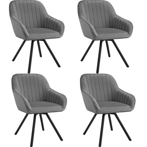 Draaibare fluwelen stoel Snug, gestoffeerd - grijs, Set van, Huis en Inrichting, Stoelen, Verzenden
