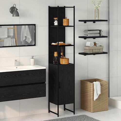 vidaXL Badkamer Kast Zwart eiken 33 x 33 x 185.5 cm Bewerkt, Huis en Inrichting, Tafels | Kaptafels, Nieuw, Verzenden