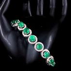 Armband - 14 karaat Witgoud - 21.14ct. tw. Smaragd - Diamant, Sieraden, Tassen en Uiterlijk, Armbanden, Nieuw