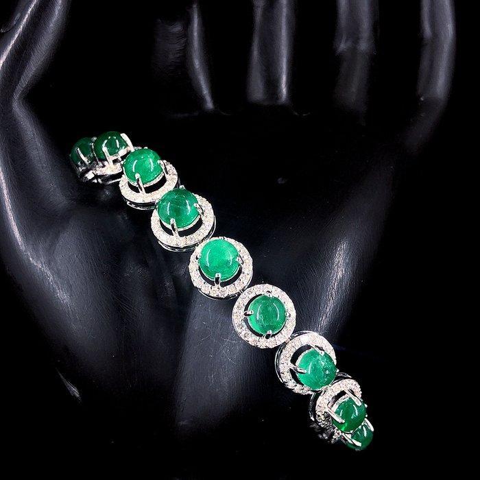 Armband - 14 karaat Witgoud - 21.14ct. tw. Smaragd - Diamant, Sieraden, Tassen en Uiterlijk, Armbanden