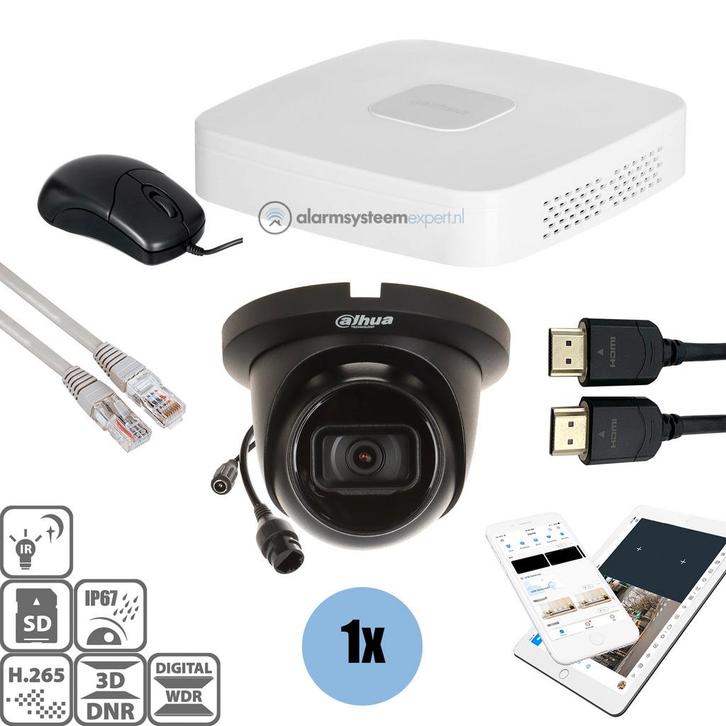 Black Kit 1x Turret 8 Mp + Recorder & Bekabeling, Audio, Tv en Foto, Videobewaking, Nieuw, Ophalen of Verzenden