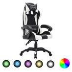 vidaXL Racestoel met RGB LED-verlichting kunstleer wit en, Verzenden, Nieuw