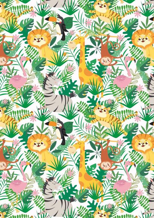Inpakpapier Jungle Cadeaupapier Dieren voor Kids - Breedte, Hobby en Vrije tijd, Knutselen, Overige typen, Nieuw, Ophalen of Verzenden