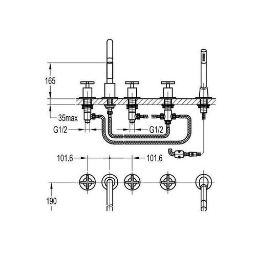 Badrandkraan New Jax 5-Gats Kruisgreep, Doe-het-zelf en Verbouw, Sanitair, Ophalen of Verzenden