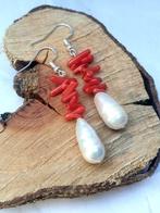 Zilver, Barokvormige zoetwaterparels, rode koraal takken -