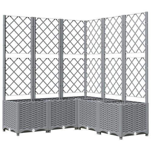 Plantenbak met Latwerk - Lichtgrijs - 35% Korting - OP=OP!, Tuin en Terras, Bloembakken en Plantenbakken, 60 cm of meer, 100 cm of meer