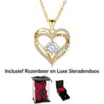 Swarovski Goldplated I Love You Hartjes Ketting - 45+5 cm, Sieraden, Tassen en Uiterlijk, Kettingen, Verzenden, Nieuw, Zilver