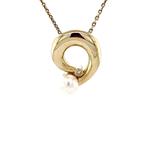 Gouden hanger met parel en diamant 14 krt, Sieraden, Tassen en Uiterlijk, Kettinghangers, Verzenden, Zo goed als nieuw, Wit, Goud