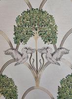 Luxe Jacquard Art Nouveau STOF met Zwanen voor tafellinnen