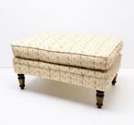 Voetenbank - Gepolsterde poef met gedraaide houten poten -, Antiek en Kunst