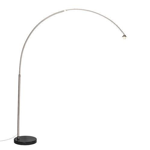 Moderne booglamp staal met marmeren voet - XXL, Huis en Inrichting, Lampen | Vloerlampen, Nieuw, Overige materialen, 200 cm of meer