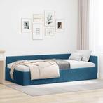 vidaXL Hoekbedframe met hoofdeinde Blauw 80 cm x 200 cm, Verzenden, Nieuw, Blauw, Stof