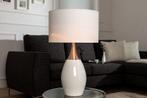Moderne tafellamp CARLA 60cm wit zilver met linnen kap -, Huis en Inrichting, Lampen | Tafellampen, Ophalen of Verzenden, Nieuw