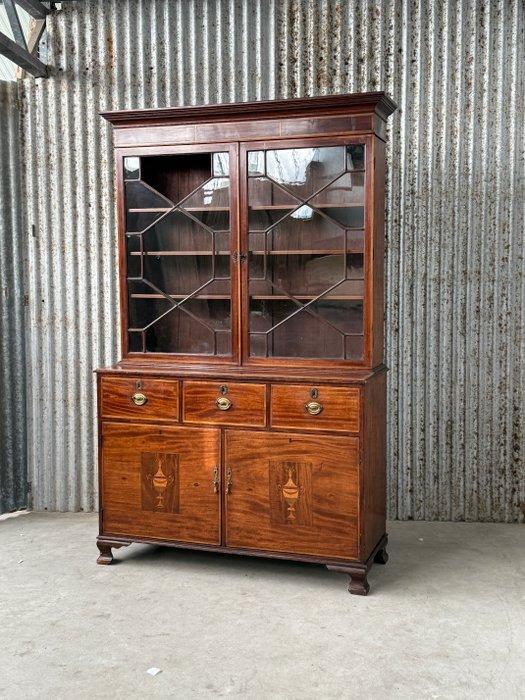 Boekenkast - Kast met glas opstand - Mahonie, Buxushout -, Antiek en Kunst, Antiek | Overige Antiek