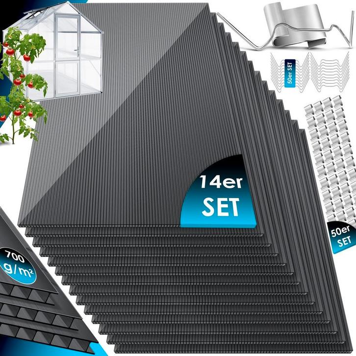 Dakplaten - 14 stuks - Polycarbonaat Platen - 150x70cm - Ant, Tuin en Terras, Partytenten, Zo goed als nieuw, Verzenden