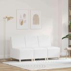 vidaXL Modulaire Bankeenheid Armlos 3 pcs Wit 55 x 74 x 82, Huis en Inrichting, Verzenden, Nieuw, Leer, Minder dan 150 cm
