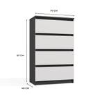 Ladekast M 4 lades antraciet wit 70 cm breed Antraciet wit, 3 of 4 laden, Verzenden, Nieuw, Overige houtsoorten