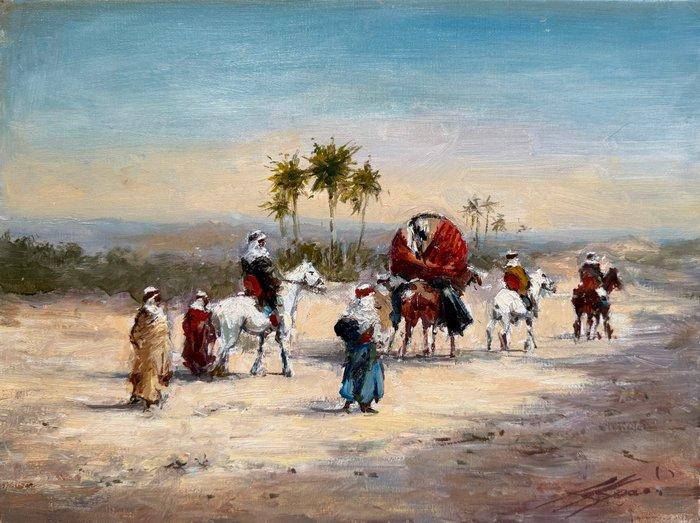 Mikhail Kraiev (1957) - Caravane dans le Désert -, Antiek en Kunst, Kunst | Schilderijen | Klassiek
