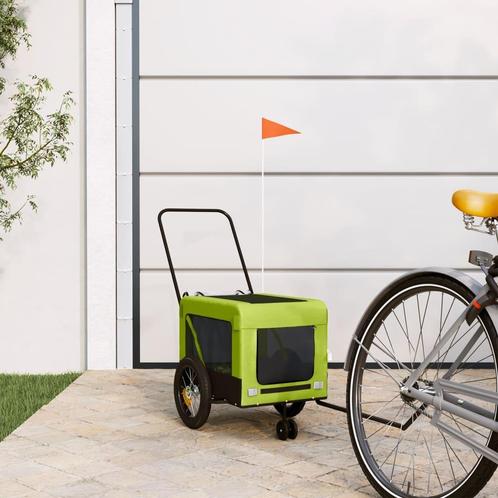 vidaXL Hondenfietstrailer oxford stof en ijzer groen en, Dieren en Toebehoren, Overige Dieren-accessoires, Nieuw, Verzenden