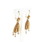 Antieke gouden oorhangers met Zeeuwse knopen (vintage), Ophalen of Verzenden, Gebruikt, Overige kleuren, Goud