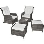 Wicker loungeset Benissa 2+2 - grijs, Nieuw, Verzenden