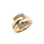 18 Krt. Roségouden ring met diamantengesp | 0,40 ct., Sieraden, Tassen en Uiterlijk, Ringen, 18 tot 19, Gebruikt, Overige kleuren