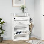 vidaXL Schoenenkast 63x24x104 cm bewerkt hout hoogglans wit, Huis en Inrichting, Verzenden, Nieuw