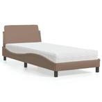 vidaXL Bed met matras Dover kunstleer cappuccinokleurig, Overige materialen, 90 cm, Eenpersoons, Bruin