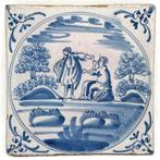 Antiek Tegel - Antieke Delfsblauwe tegel met bijbels