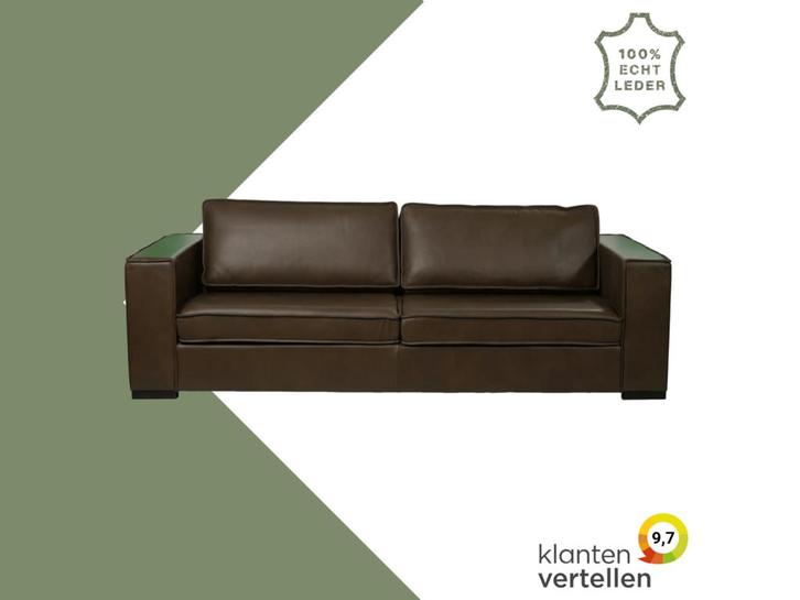 Leren bank Fine - 3,5 zits - Granada Chocolate (bruin) -, Huis en Inrichting, Banken | Bankstellen, 200 tot 250 cm, 75 tot 100 cm