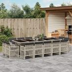 vidaXL 15-delige Tuinset met kussens poly rattan lichtgrijs, 4 zitplaatsen, Nieuw, Tuinset, Verzenden