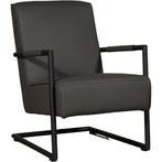 Leren fauteuil Lodge - Toledo Antracite (donkergrijs), Industrieel, Modern, Scandinavisch, Nieuw, Ophalen of Verzenden, 50 tot 75 cm