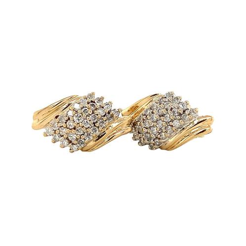 Bicolour gouden oorstekers met diamant 14 krt, Sieraden, Tassen en Uiterlijk, Oorbellen, Wit, Zo goed als nieuw, Goud, Verzenden