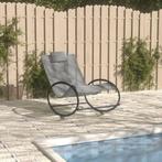 vidaXL Ligstoel met kussen staal en textileen grijs, Tuin en Terras, Verzenden, Nieuw