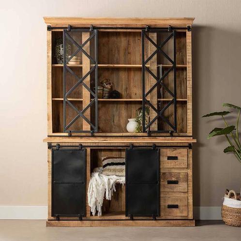 Buffetkast Mangohout Milan 160 Met Dubbele Deurtjes X, Huis en Inrichting, Kasten | Buffetkasten, 25 tot 50 cm, Nieuw, Overige houtsoorten
