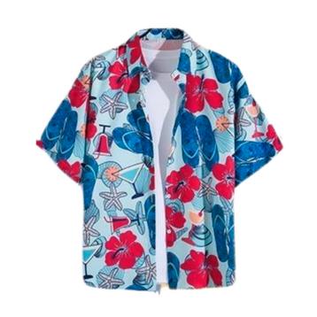 Hawaii Party Blouse – Lichtblauw met - Maat M beschikbaar voor biedingen