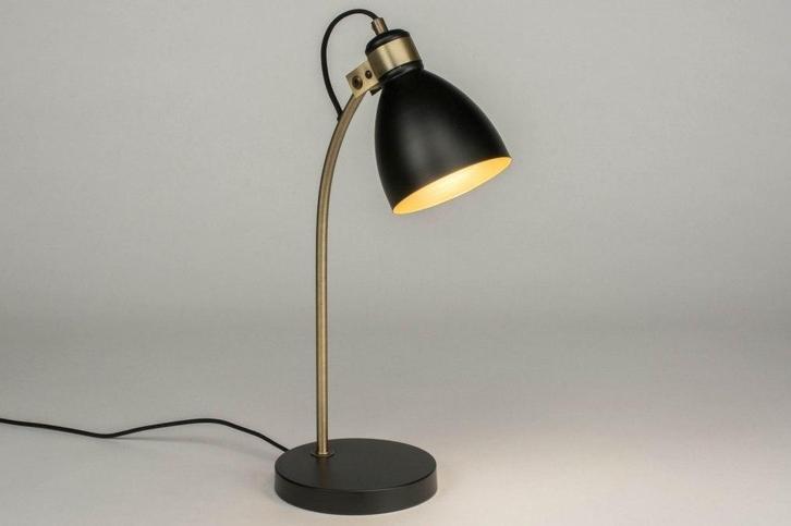 Rietveld Tafellampen - Zwart, Goud - Metaal, Huis en Inrichting, Lampen | Tafellampen, Verzenden